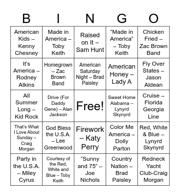 'Merica Bingo Card