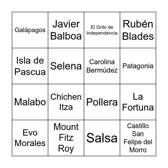 Lotería 4b Bingo Card