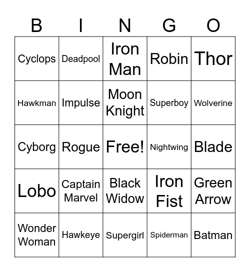 EAW Bingo Card