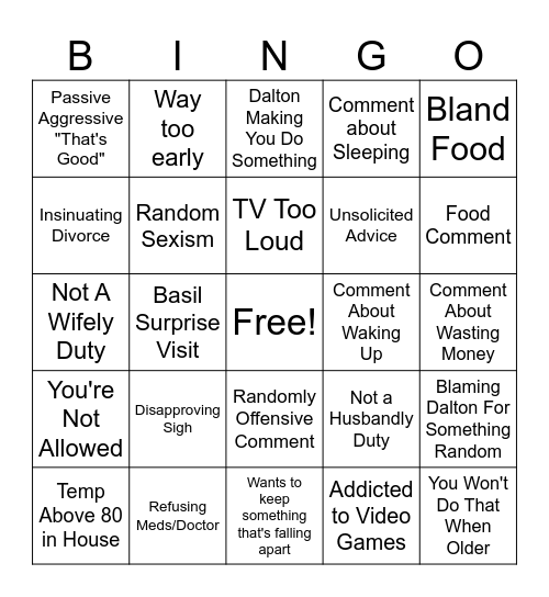 Billy Bingo Card