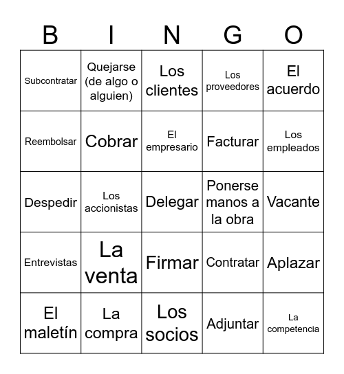 Bingo de la empresa Bingo Card