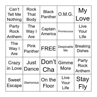 Music Bingo- Theme Songs Bingo Card