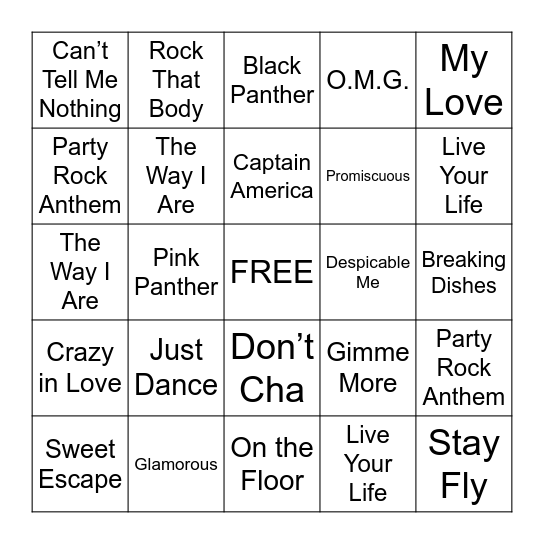 Music Bingo- Theme Songs Bingo Card