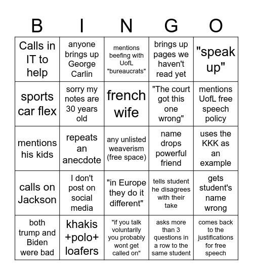 con law 2 Bingo expanded Bingo Card