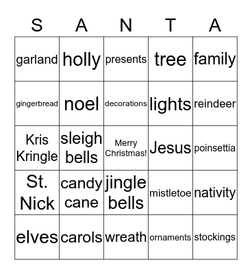 Christmas Bingo Card