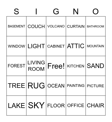Describing Places Bingo Card