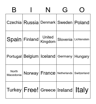 European Bingo Card
