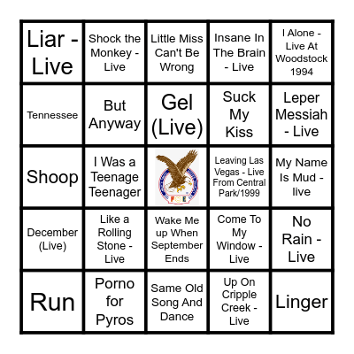 WOODSTOCK '94 Bingo Card