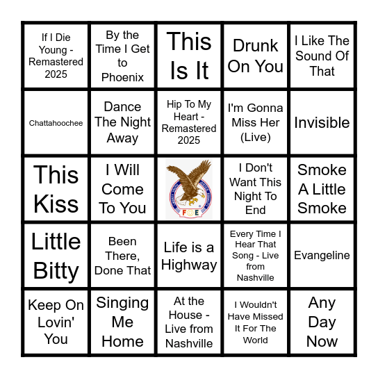 CMA MUSICFEST Bingo Card