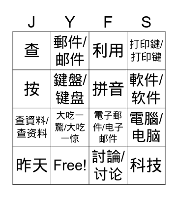 MZ Chinese B6L2 Phrases Part1&2 Bingo Card
