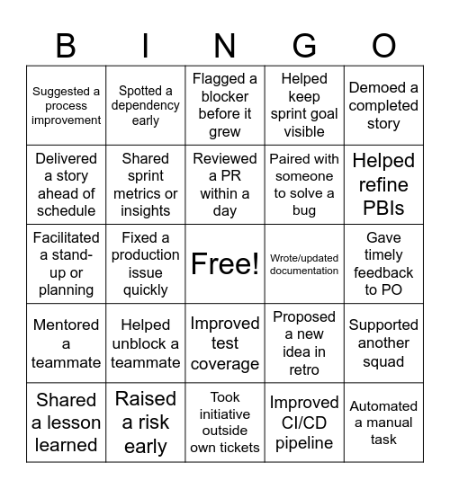 Retrospective 2025.19 Bingo Card