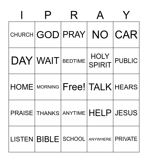 PRAYER Bingo Card