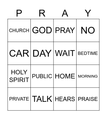 PRAYER Bingo Card