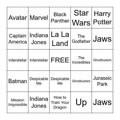 MOVIE THEME SONG Bingo Card