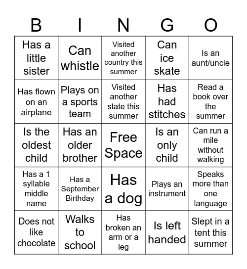 Connection Bingo Card