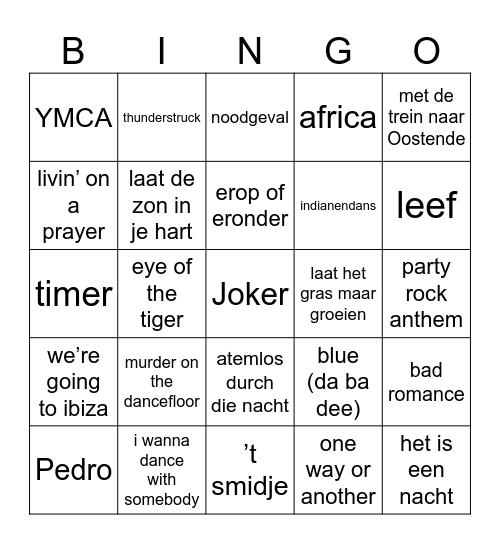 Muziekbingo Card
