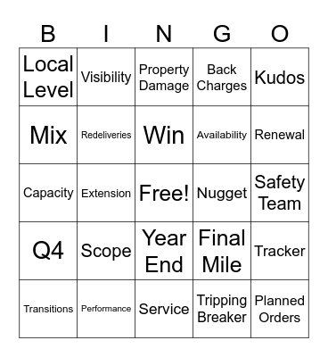 Short SDU Meeting Bingo Card