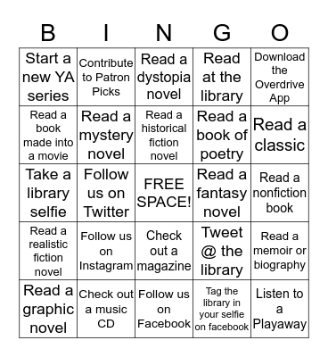 WINTER READING/LIBRARY BINGO Card