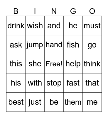 Foundations B Bingo! Bingo Card