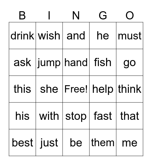 Foundations B Bingo! Bingo Card