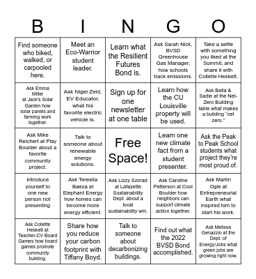 Climate Resilient Summit Bingo Card