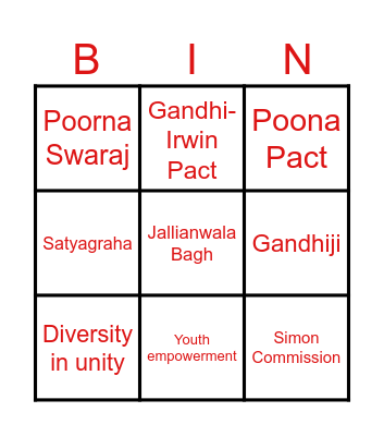 Nationalism Bingo Card