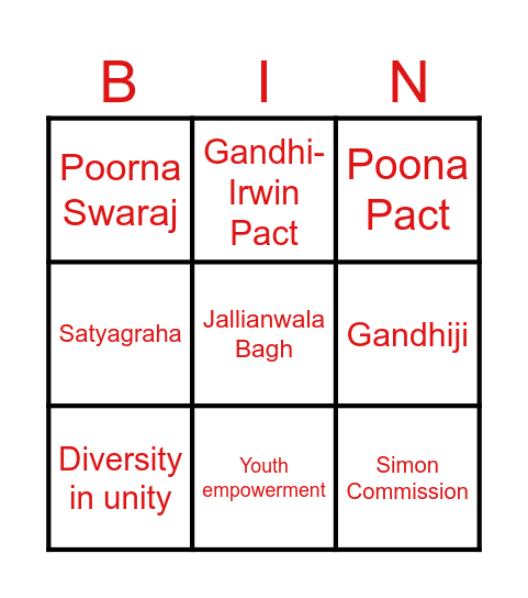 Nationalism Bingo Card