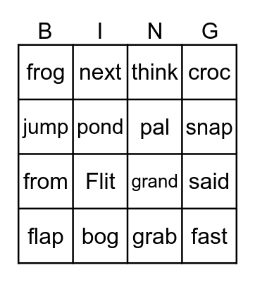 Swim with a Croc Bingo Card