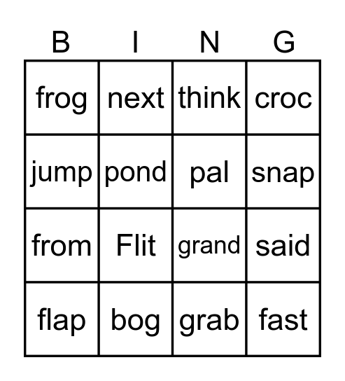 Swim with a Croc Bingo Card