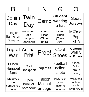 Photo Bingo Card