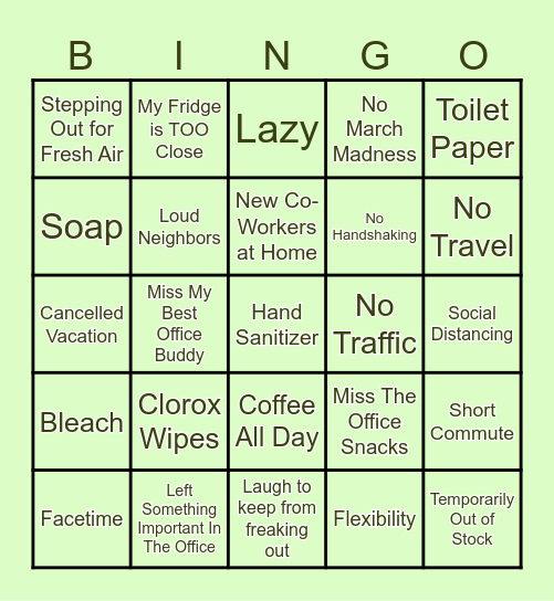 Half Hour Hangout Bingo Card