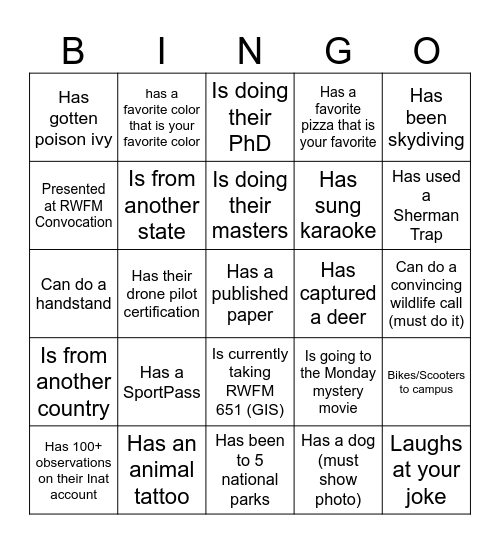 RWFM Bingo (Someone Who) Bingo Card
