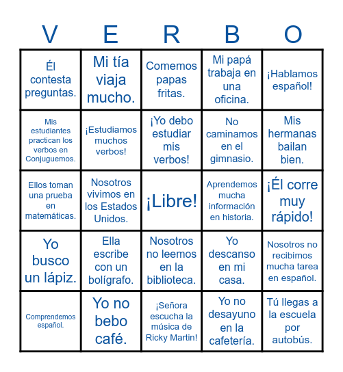 ¡VERBO! Bingo Card