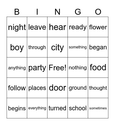 Orange, Yellow, Green Bingo Card