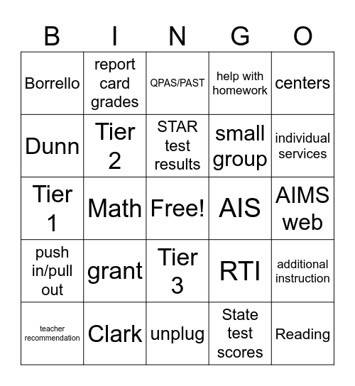 Title 1 Bingo Card