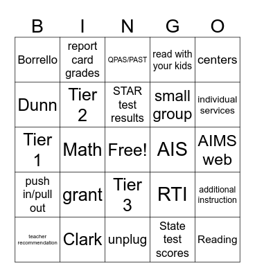 Title 1 Bingo Card