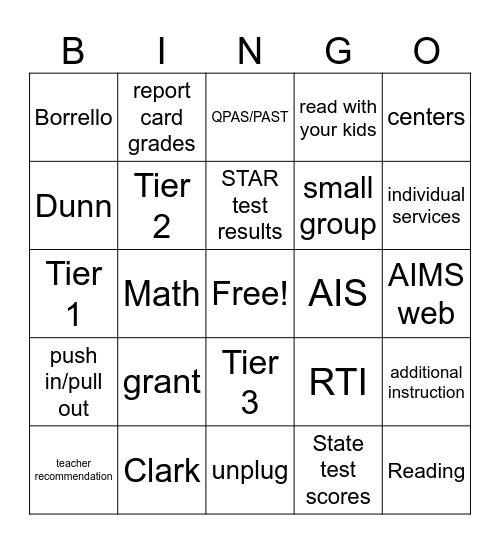 Title 1 Bingo Card