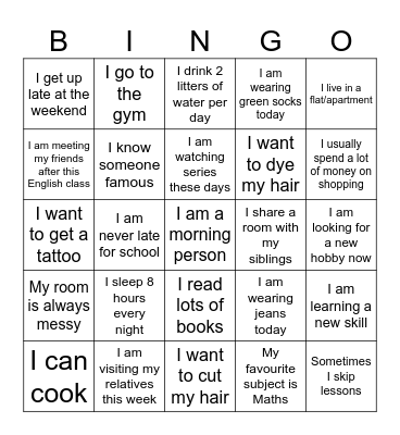 Present simple and present continuous  Bingo Card