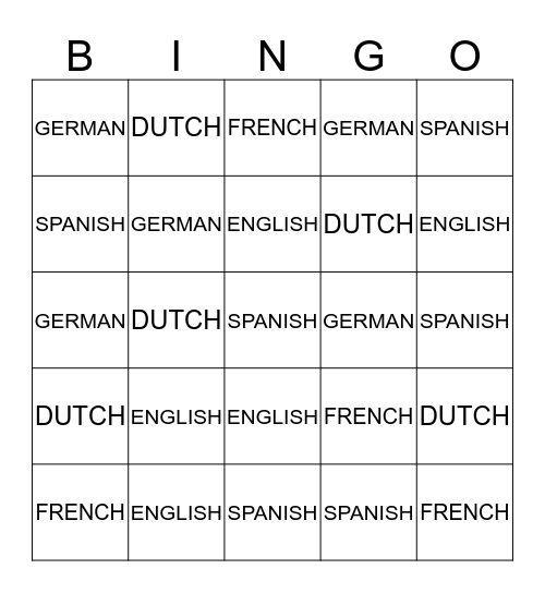 LINGO BINGO Card