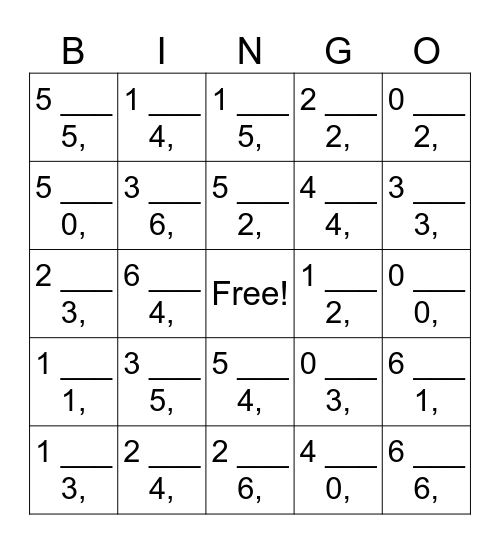 Domino Bingo Card