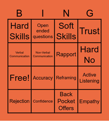 Organization, Value and Soft Skills Bingo Card