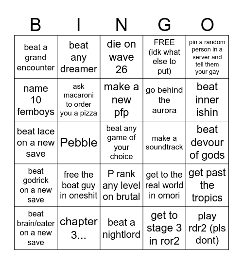 mamamia Bingo Card