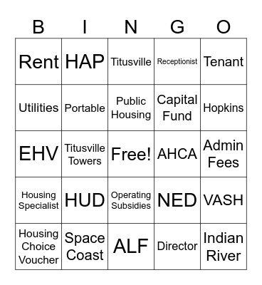 Titusville Housing Authority Bingo Card