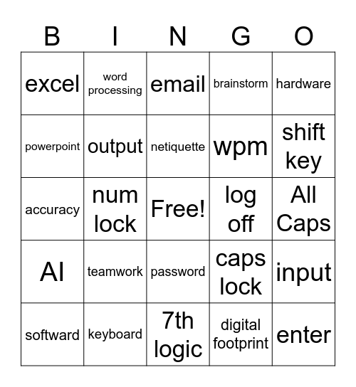 U7th logic Bingo Card