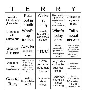 Terry Bingo Card