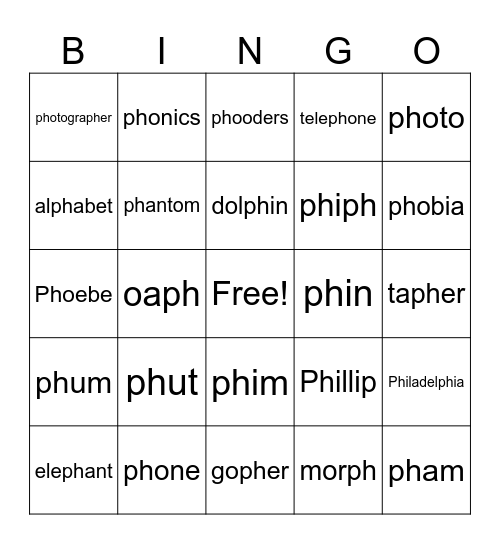 "PH Word BINGO Card