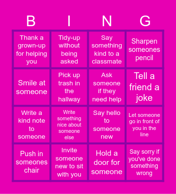 Kindness bingo Card