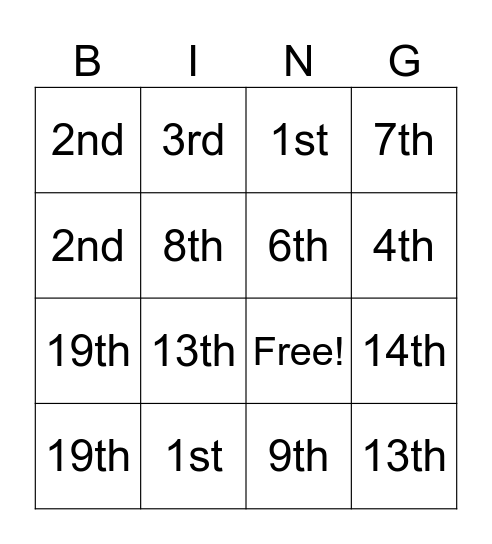Constitution Amendments Bingo Card