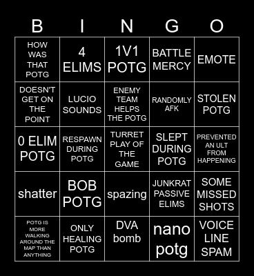 POTG BINGO Card