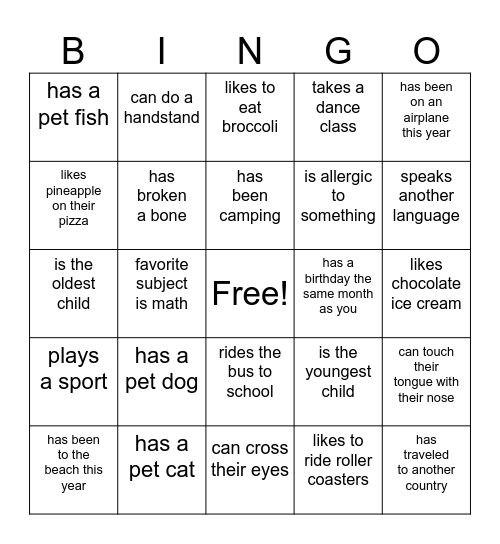 Find Someone who... Bingo Card